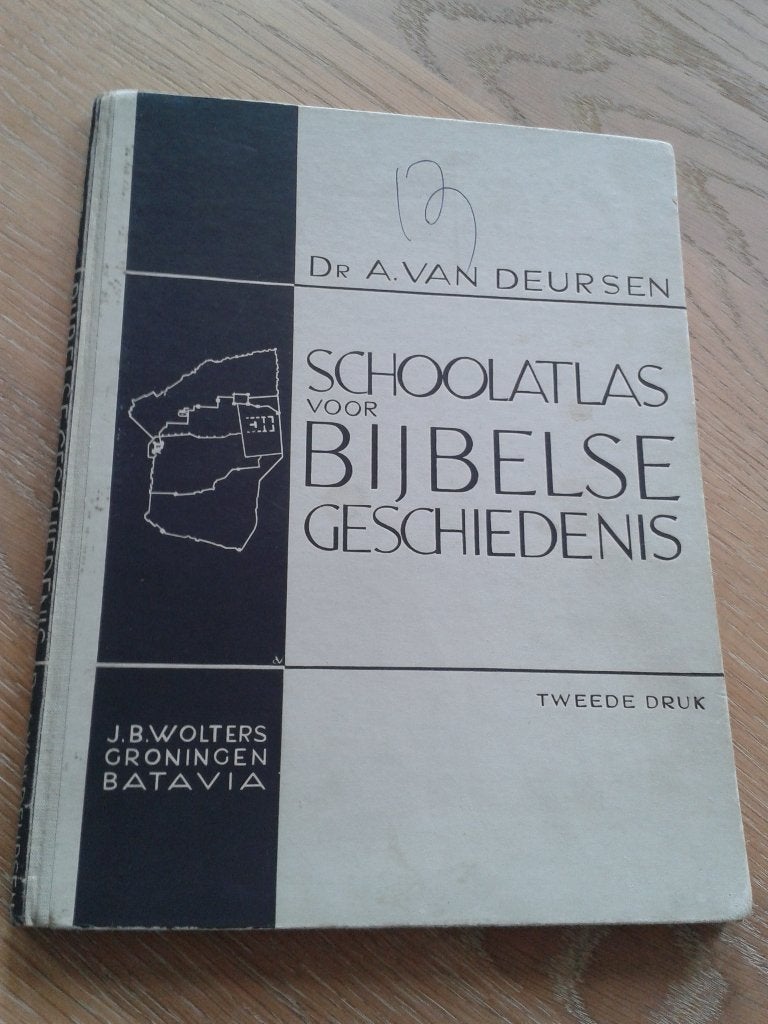 A. van Deursen atlas Bijbelse Geschiedenis tweede druk 1940, Boeken, Gelezen, Overige atlassen, Overige gebieden, Dr. A van Deursen / J.B. Wolters Groningen Batavia