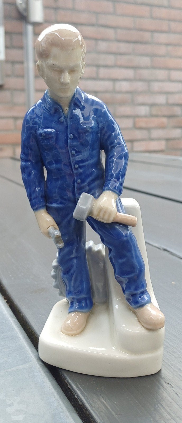 Porseleinen Beeldje Arbeider 'Schlosser' Gräfenthal DDR (, Ophalen of Verzenden