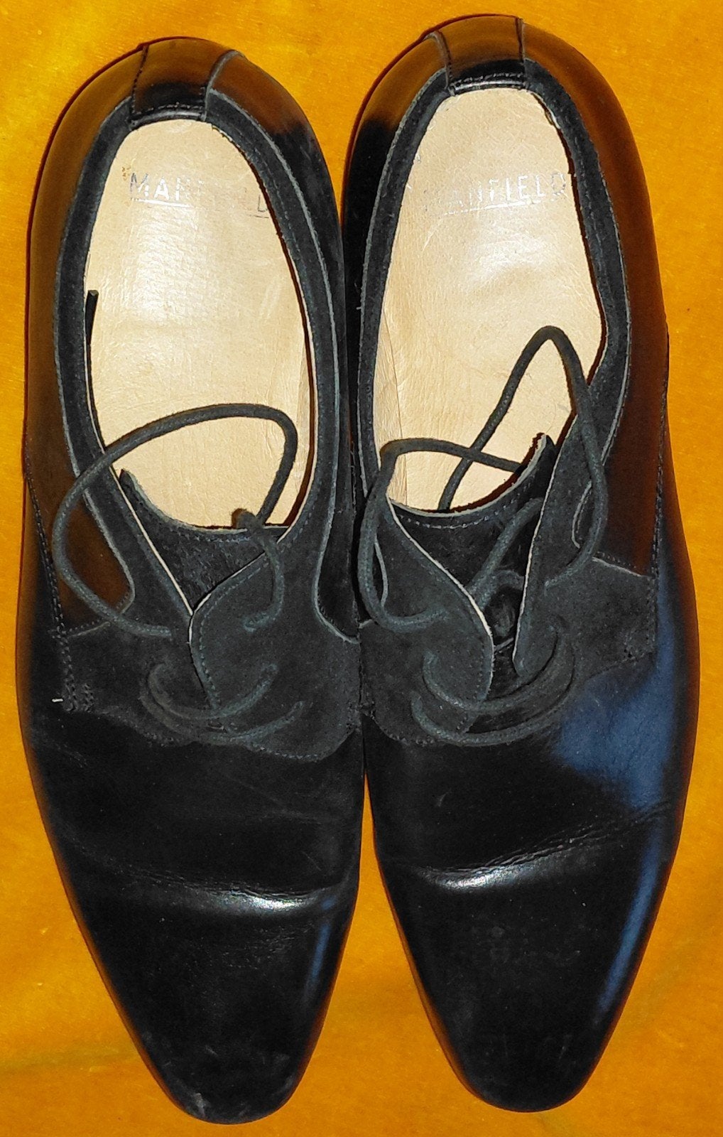 (148) Manfield Nette Schoenen Zwart Leer met Suède Bies Maat, Kleding | Heren, Schoenen, Manfield, Zwart, Ophalen of Verzenden
