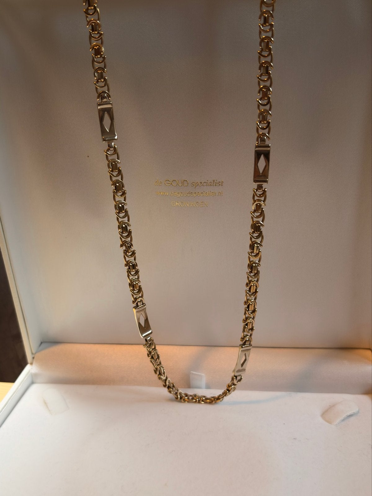 14 karaat Massieve Platte Koningsketting, Ophalen of Verzenden, Gebruikt, Goud