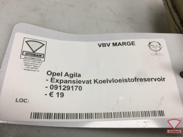 opel agila koelvloeistof reservoir expansievat 09129170, Auto-onderdelen, Gebruikt, Opel Automobile GmbH, Ophalen of Verzenden