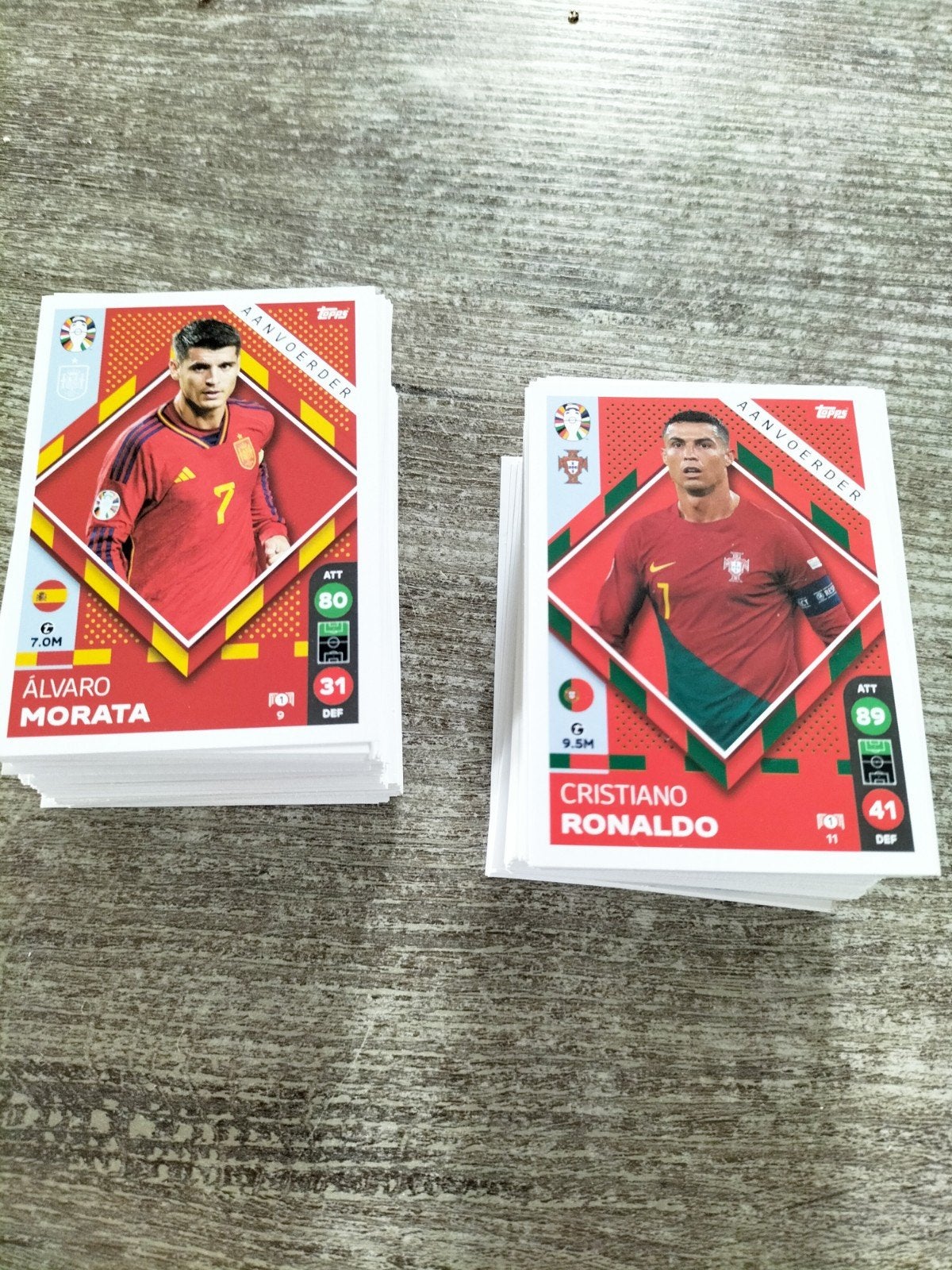 Topps Match Attax EK 2024 Voetbalplaatjes - Morata & Ronaldo, Verzenden, Zo goed als nieuw, Buitenlandse clubs