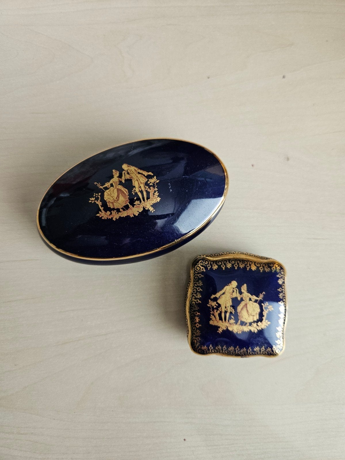 Vintage porseleinen sieradendoosjes - Parijs decor, Antiek en Kunst, Ophalen of Verzenden