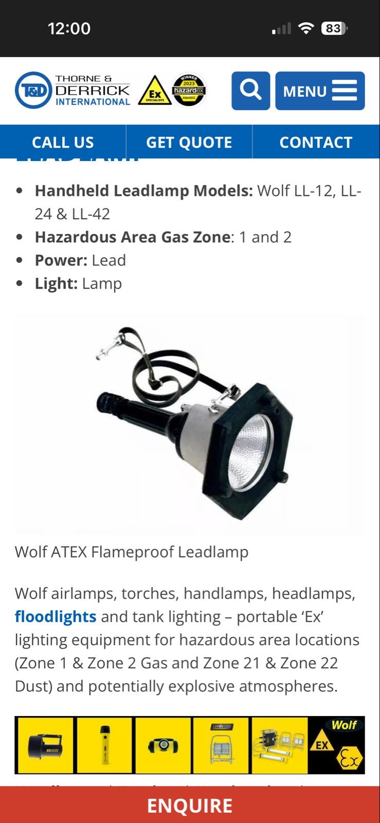 Wolf ATEX Vlamdichte Handlamp LL-24 - 70W, Ophalen of Verzenden, Nieuw, 50 tot 200 watt, Lamp