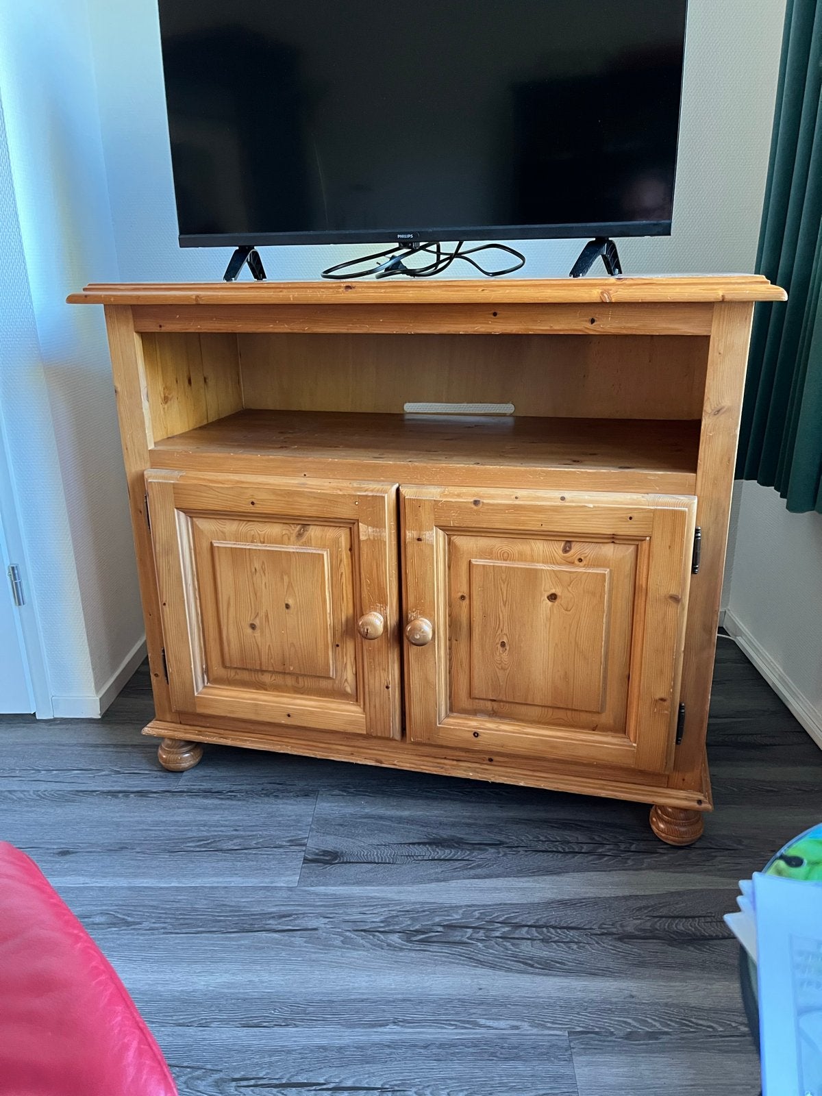 Grenen TV-kast met opbergruimte, Ophalen, Gebruikt, 50 tot 100 cm, Minder dan 100 cm
