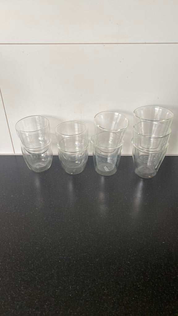 9 Dubbelwandige thee - koffie glazen., Ophalen of Verzenden, Gebruikt, Overige typen