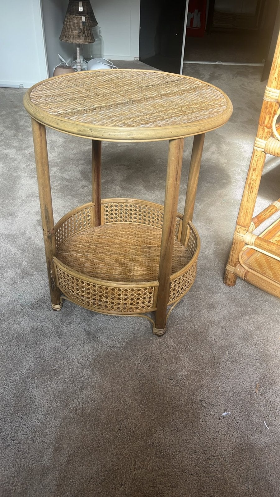 Luxe Boho Bijzettafel Rond - 41cm Diameter, 51cm Hoog, Huis en Inrichting, Gebruikt, Rond, Hout, Ophalen