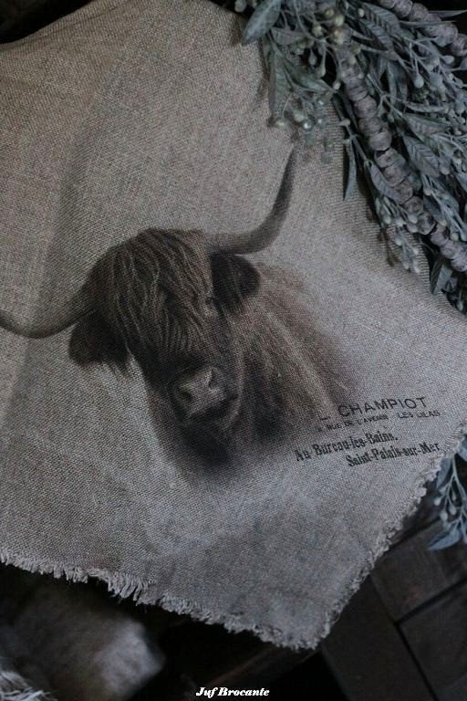 Shabby doek hooglander, Www.jufbrocante.nl, Www.jufbrocante.nl, Nieuw, Ophalen of Verzenden