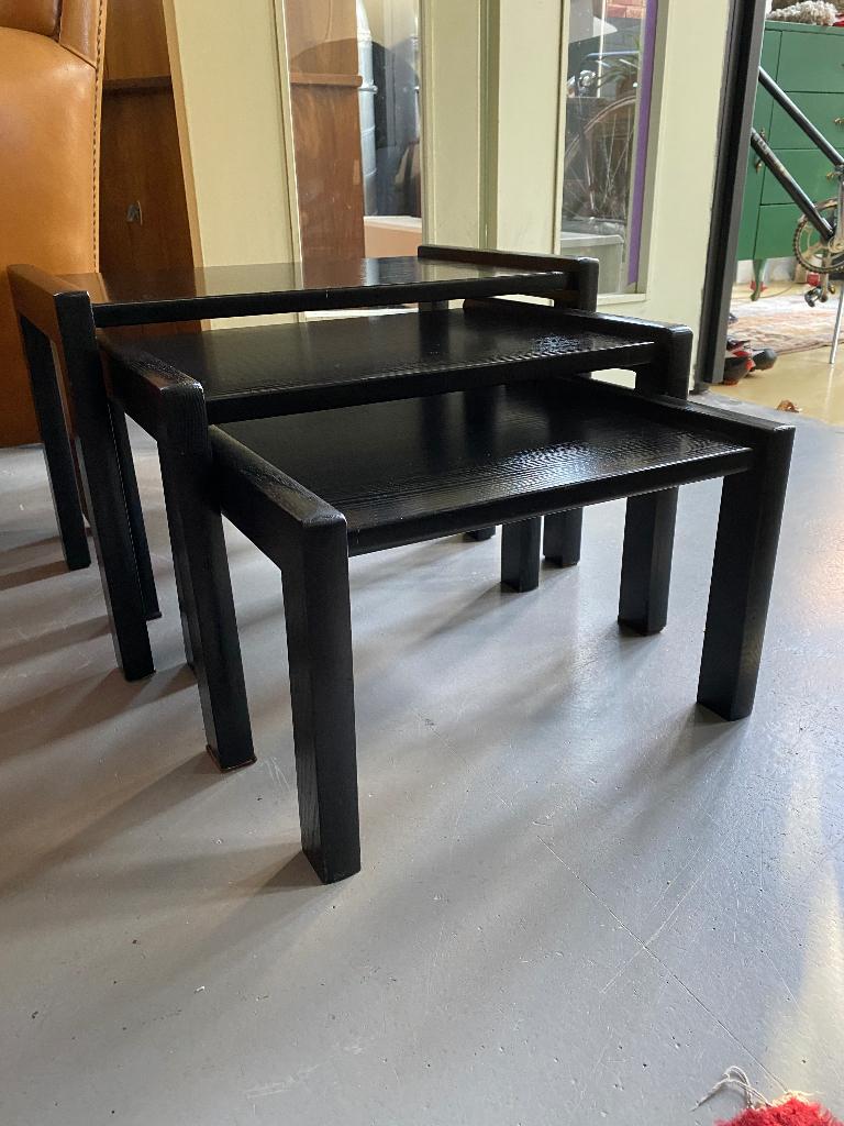 50% SALE: vintage bijzettafeltjes, mimiset nesting tables, Ophalen, Minder dan 45 cm, Minder dan 55 cm, Gebruikt