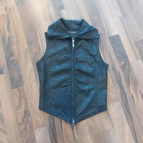 Zwarte leren vest van Sara Bowman, Maat S, Kleding | Dames, Ophalen of Verzenden, Zo goed als nieuw, Zwart
