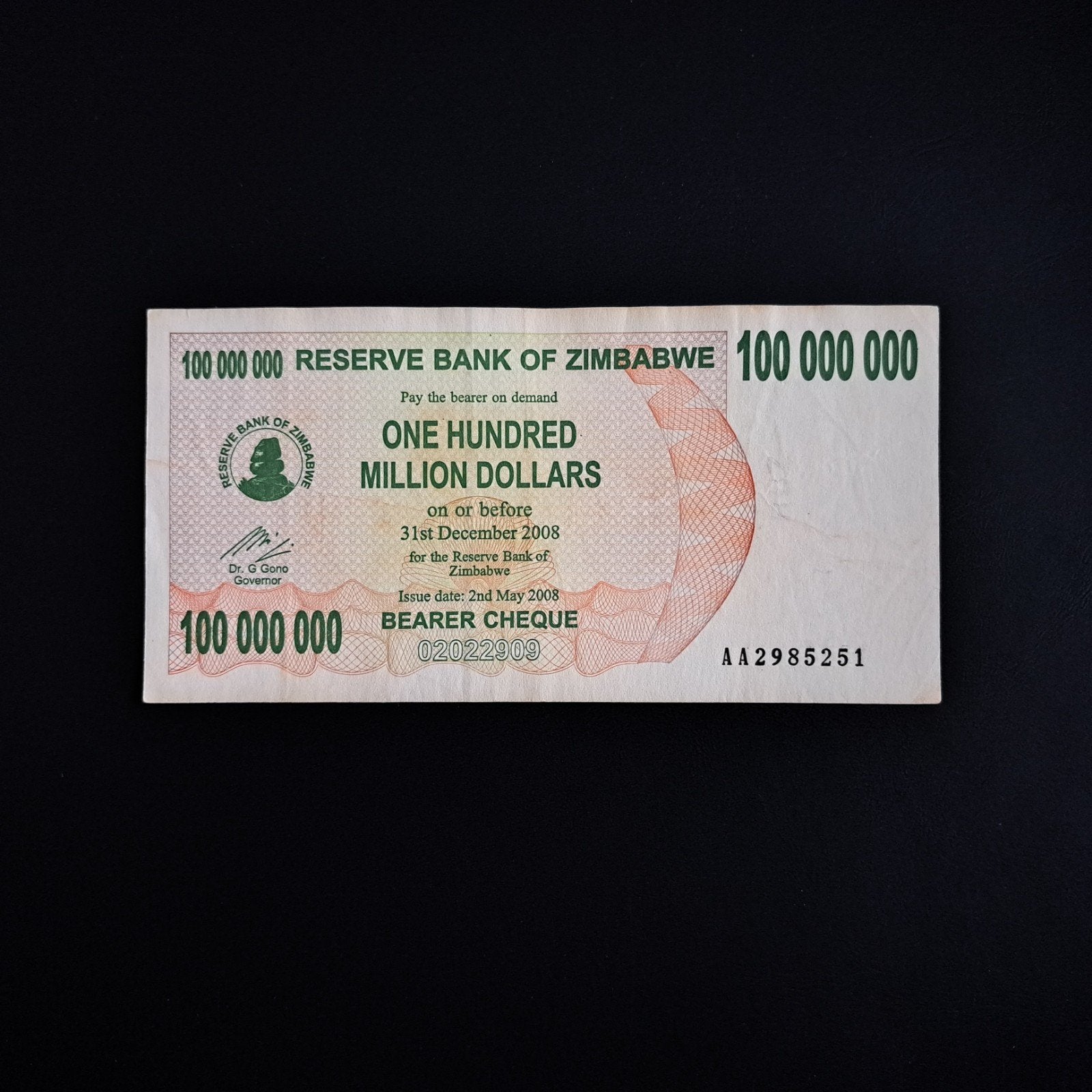 100000000 dollar Zimbabwe #066, Verzenden, Zimbabwe, Los biljet