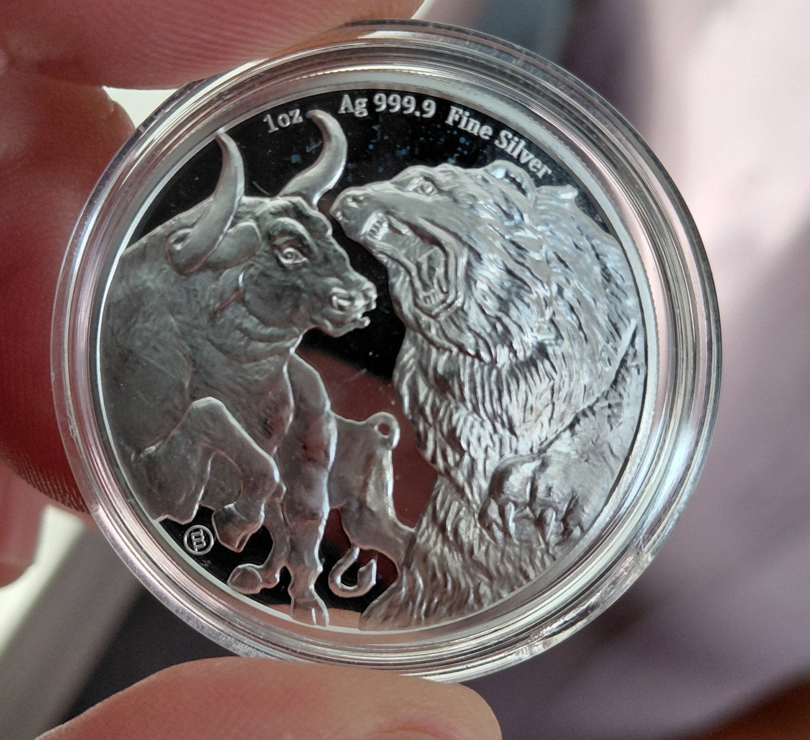 2022 Tokelau 5 Dollars Bull & Bear 1oz Zilveren Munt, Ophalen of Verzenden, Zilver