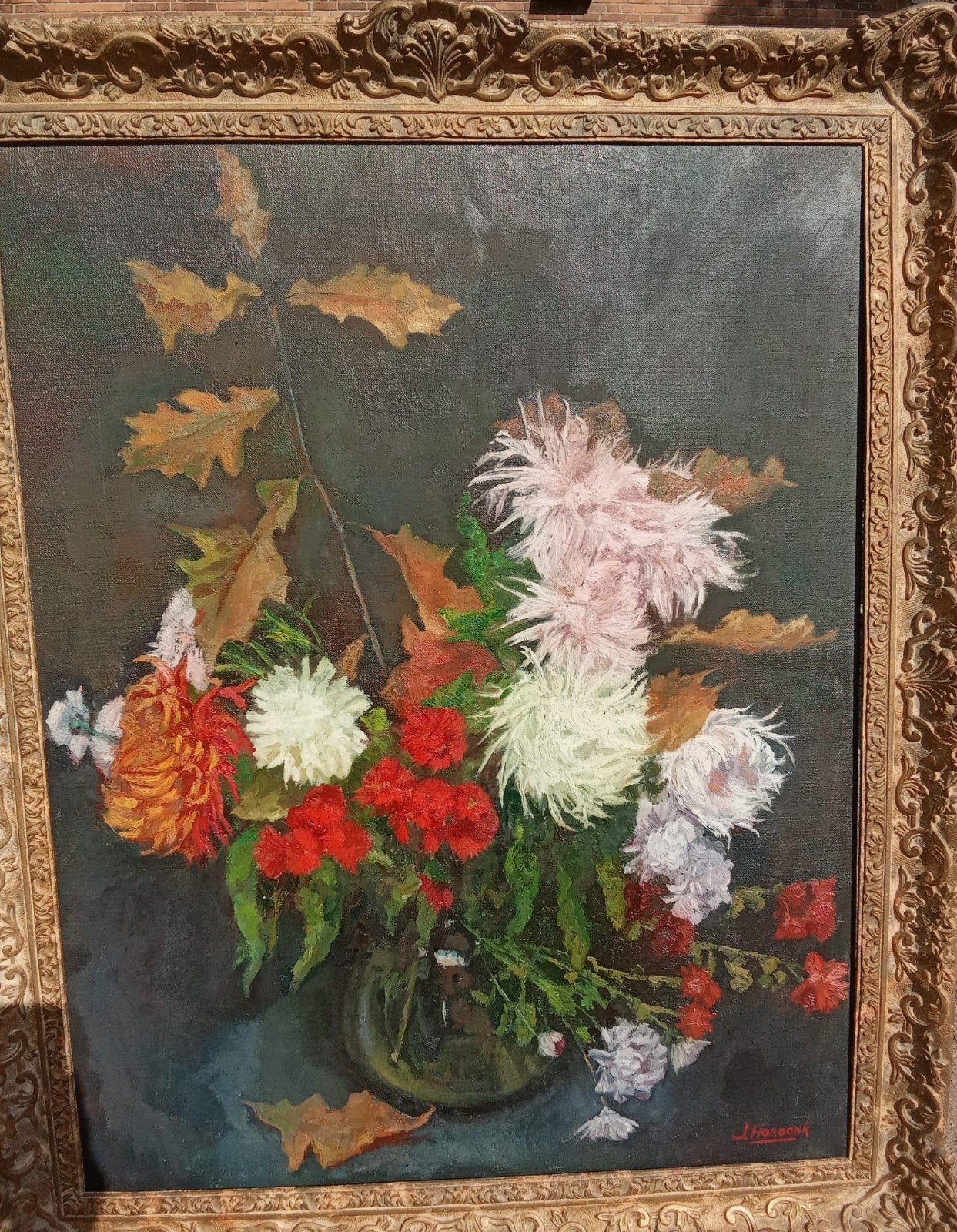 Oud olieverfschilderij bloemenstilleven 70x90 cm, Antiek en Kunst, Kunst | Schilderijen | Klassiek, Doek, Realistisch, Stilleven