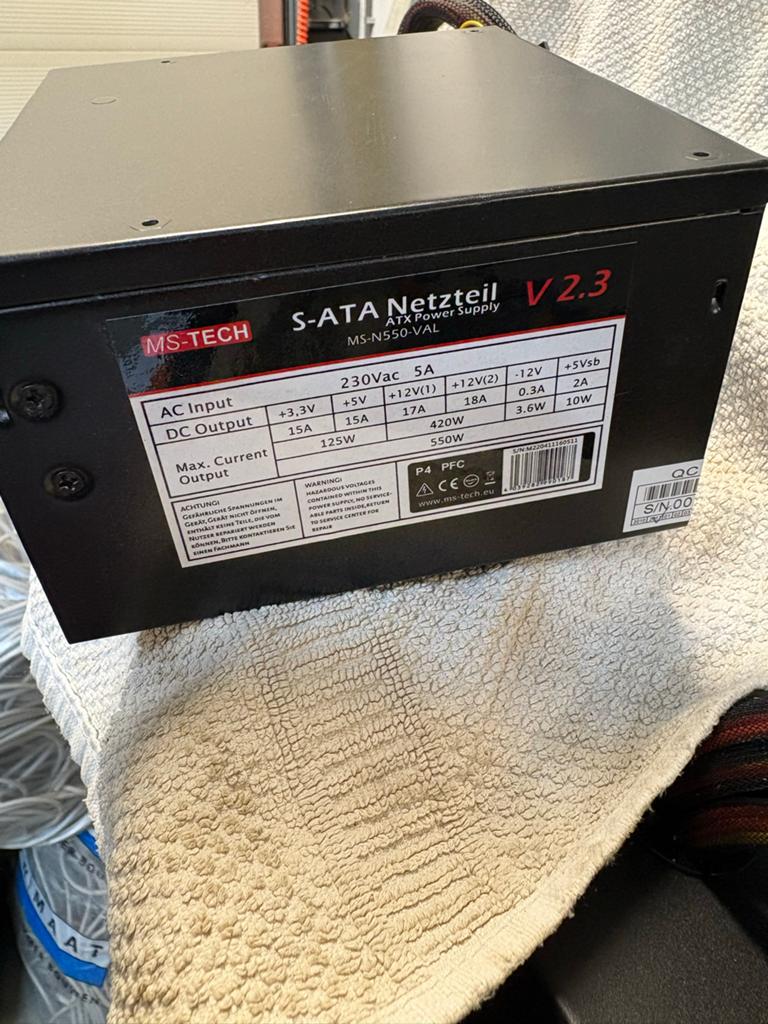 MS-TECH S-ATA Netztel V2.3 550W Voeding, Computers en Software, Interne voedingen, Gebruikt, Ophalen of Verzenden