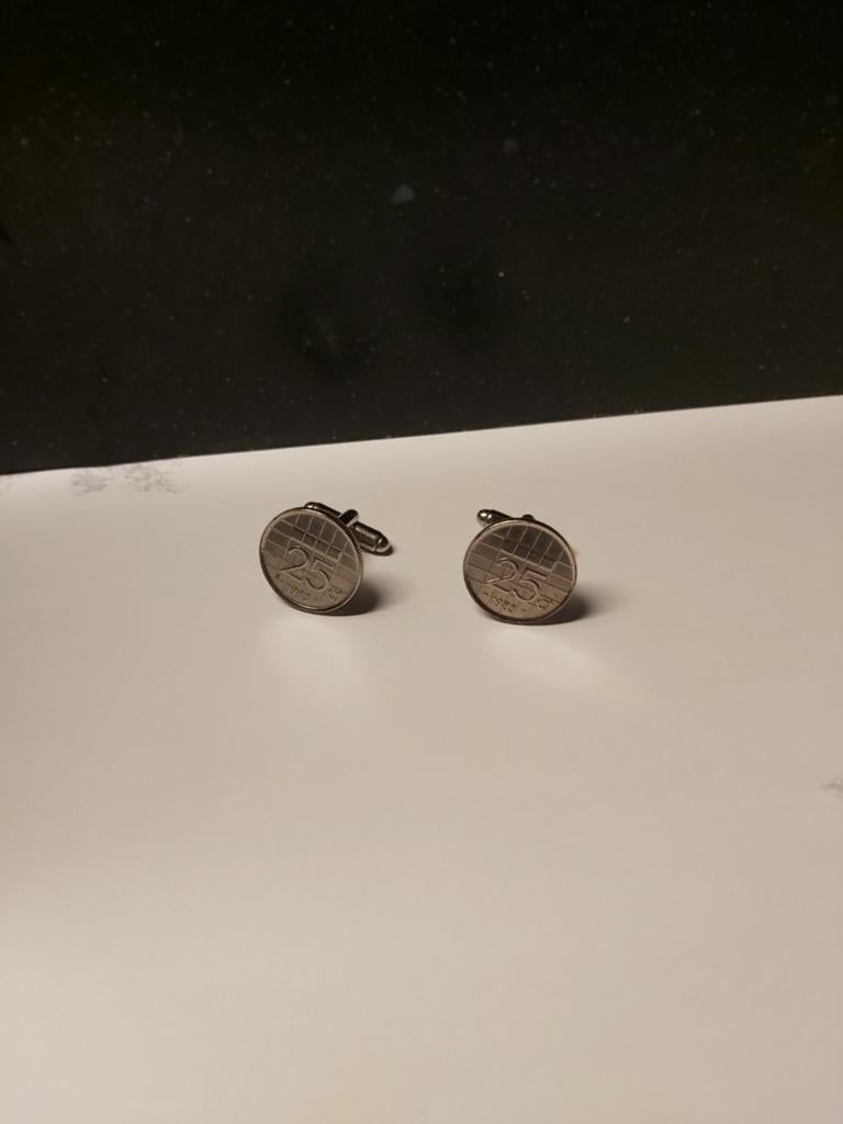 Manchetknopen met 25 cent munt design, Sieraden, Tassen en Uiterlijk, Manchetknopen, Gebruikt, Overige materialen, Ophalen of Verzenden