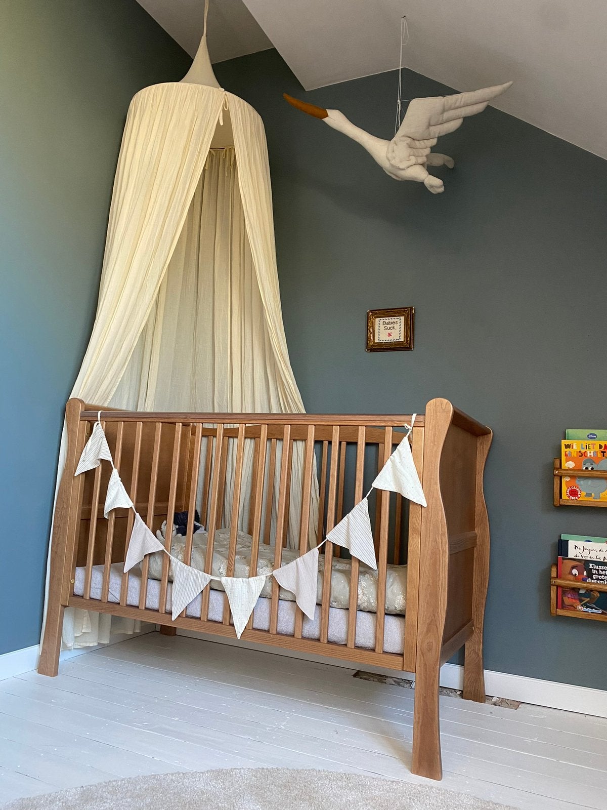 Hola BB Woodies vintage houten ledikant 120x60, Ophalen, Zo goed als nieuw, Ledikant