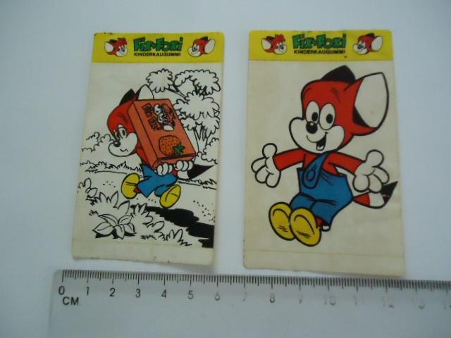 sticker oud FIX FOXI strip kauwgum kinderkaugummi 2x retro, Verzamelen, Stickers, Verzenden, Zo goed als nieuw, Bedrijf of Vereniging