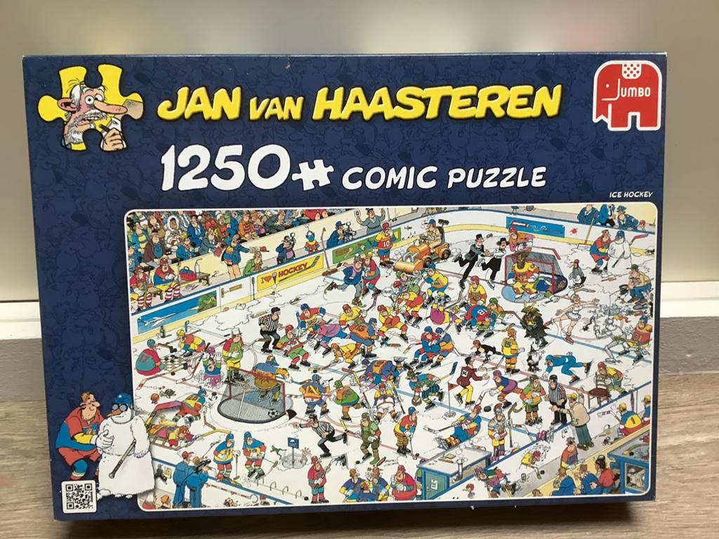 Jan van Haasteren Puzzel 1250+ stukjes - IJshockey, Ophalen of Verzenden, 500 t/m 1500 stukjes, Zo goed als nieuw, Legpuzzel