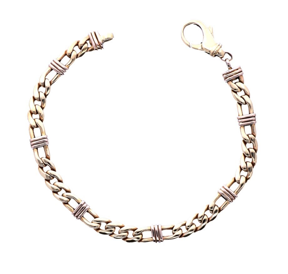 Prachtige Bicolor Gouden Armband Gourmetschakel 14 KRT, Sieraden, Tassen en Uiterlijk, Ophalen of Verzenden, Zo goed als nieuw