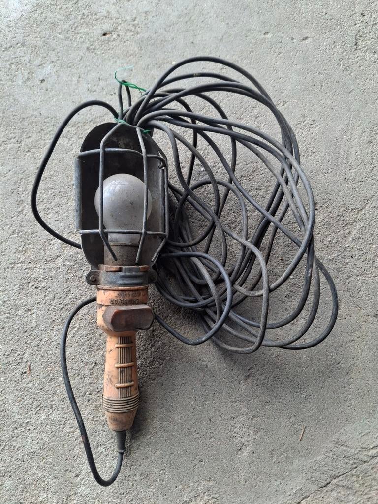 Vintage Looplamp met Lange Kabel - Werkplaatslamp, Ophalen of Verzenden