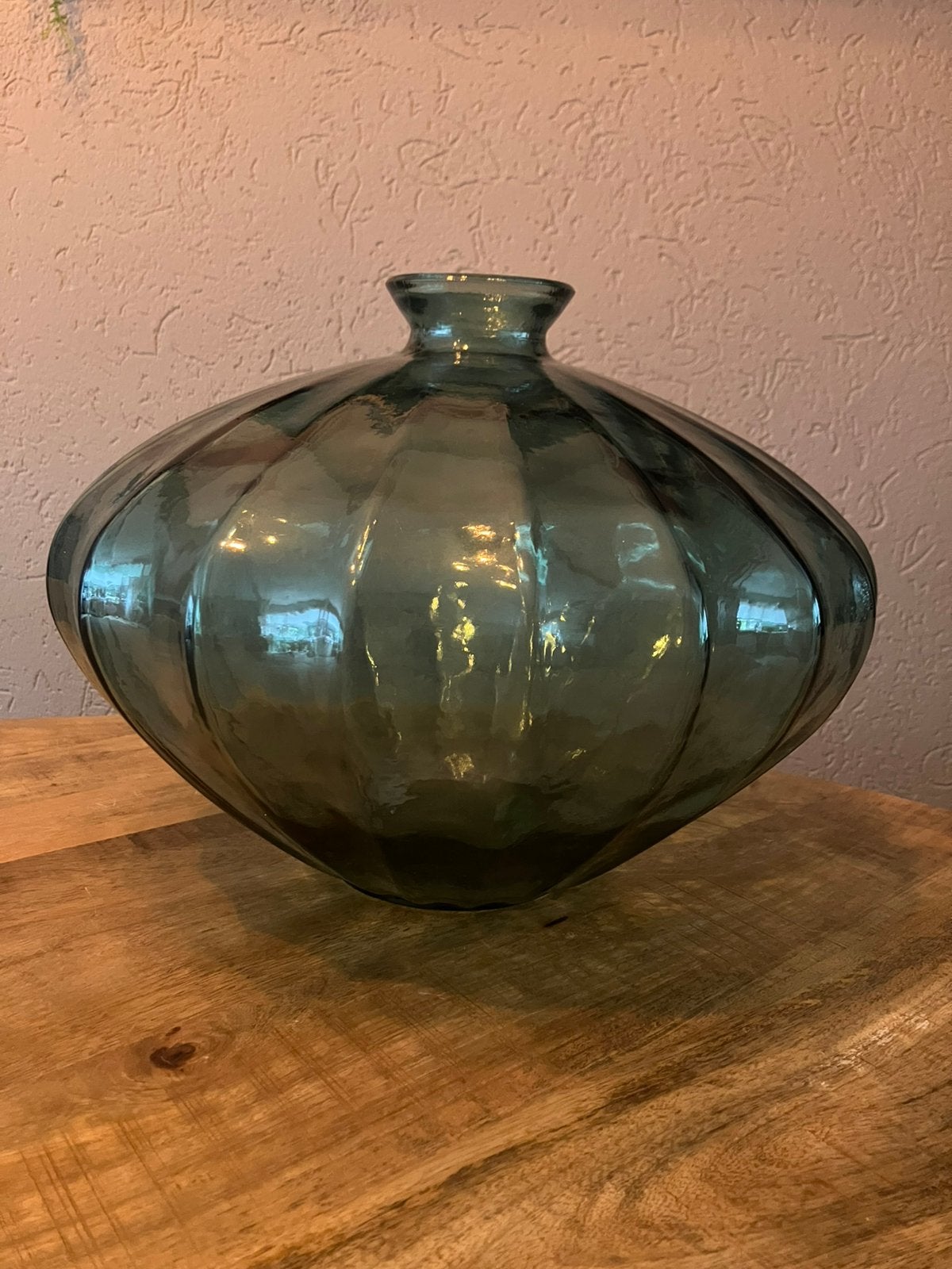 Grote groene vaas, Ophalen, 30 cm, Groen, Glas