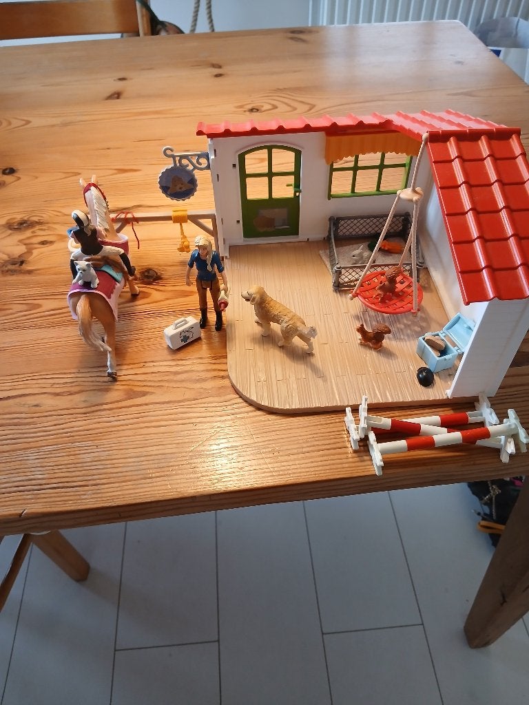 Schleich set - paard, poppetjes, diertjes, Ophalen of Verzenden, Gebruikt