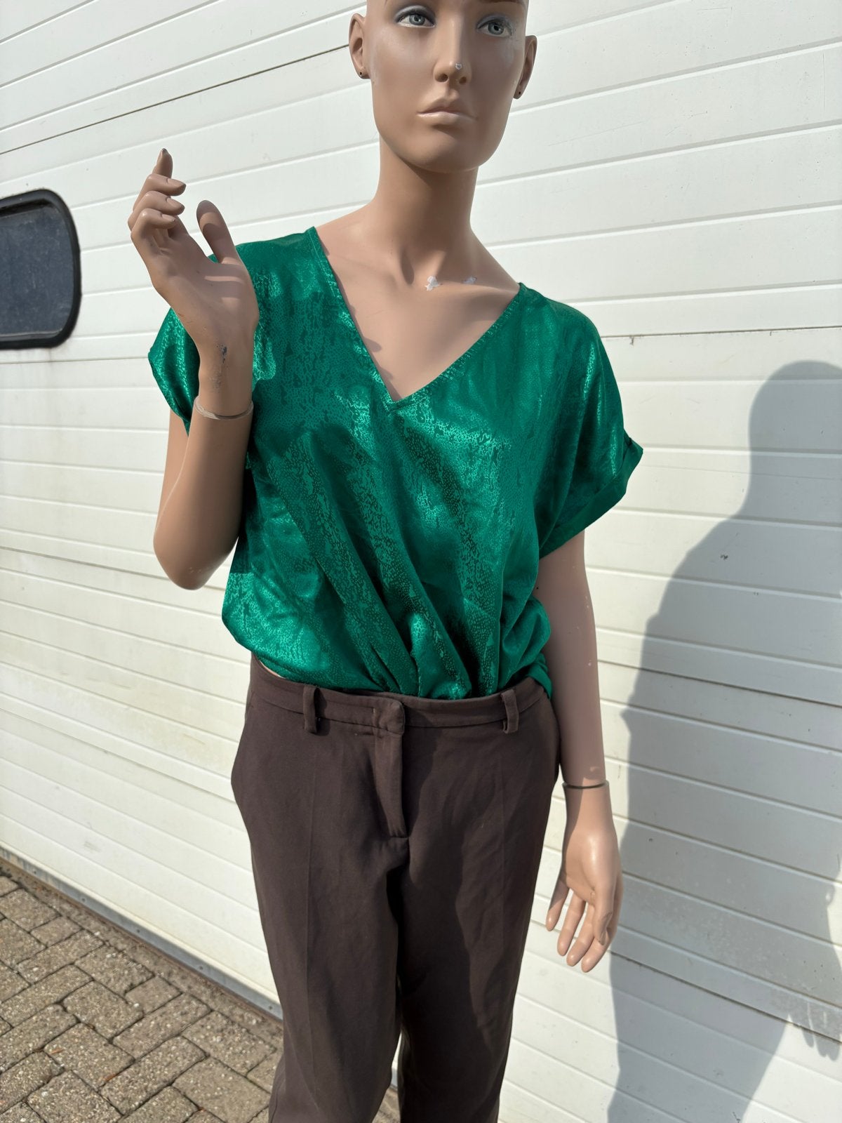 Vero Moda Groene Top met Korte Mouwen en Slangenprint, Maat 38/40 (M), Ophalen of Verzenden, Zo goed als nieuw, Korte mouw