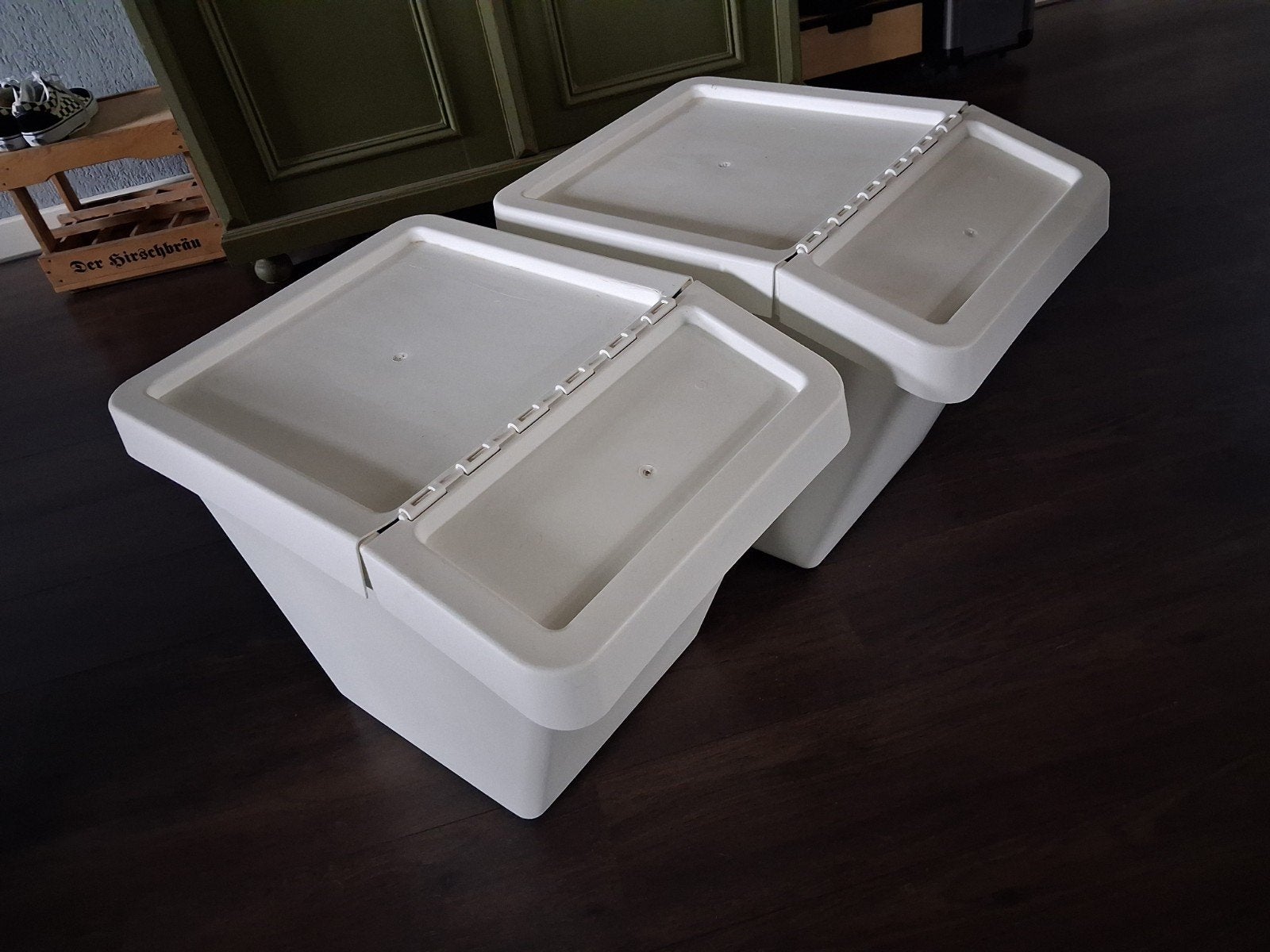 2 IKEA opbergbakken met deksel, Huis en Inrichting, Ophalen, Gebruikt, Wit, Kunststof