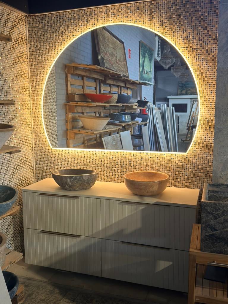 Luxe Badkamermeubel Spiegel | Dubbele Waskom | Modern Design, Nieuw, Minder dan 100 cm, Wasbak of Wastafel, 25 tot 50 cm