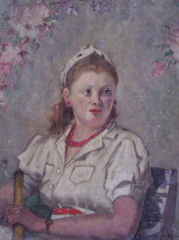 Henri van Os-Delhez.1880-1976.Blaricum."Gooisch meisje"., Ophalen of Verzenden