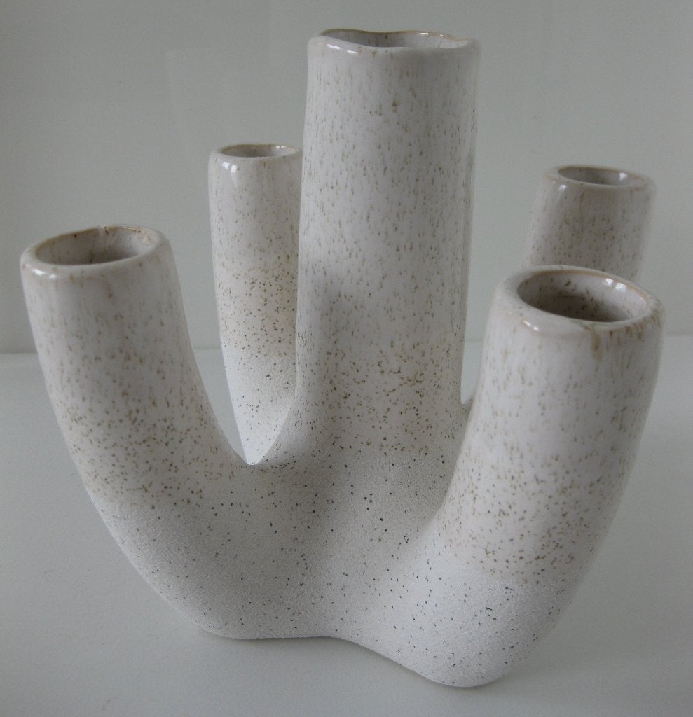 Vaas / Tulpenvaas beige gemêleerd Hoogte 15 cm ø 18 cm, Huis en Inrichting, Woonaccessoires | Vazen, Ophalen of Verzenden, Nieuw