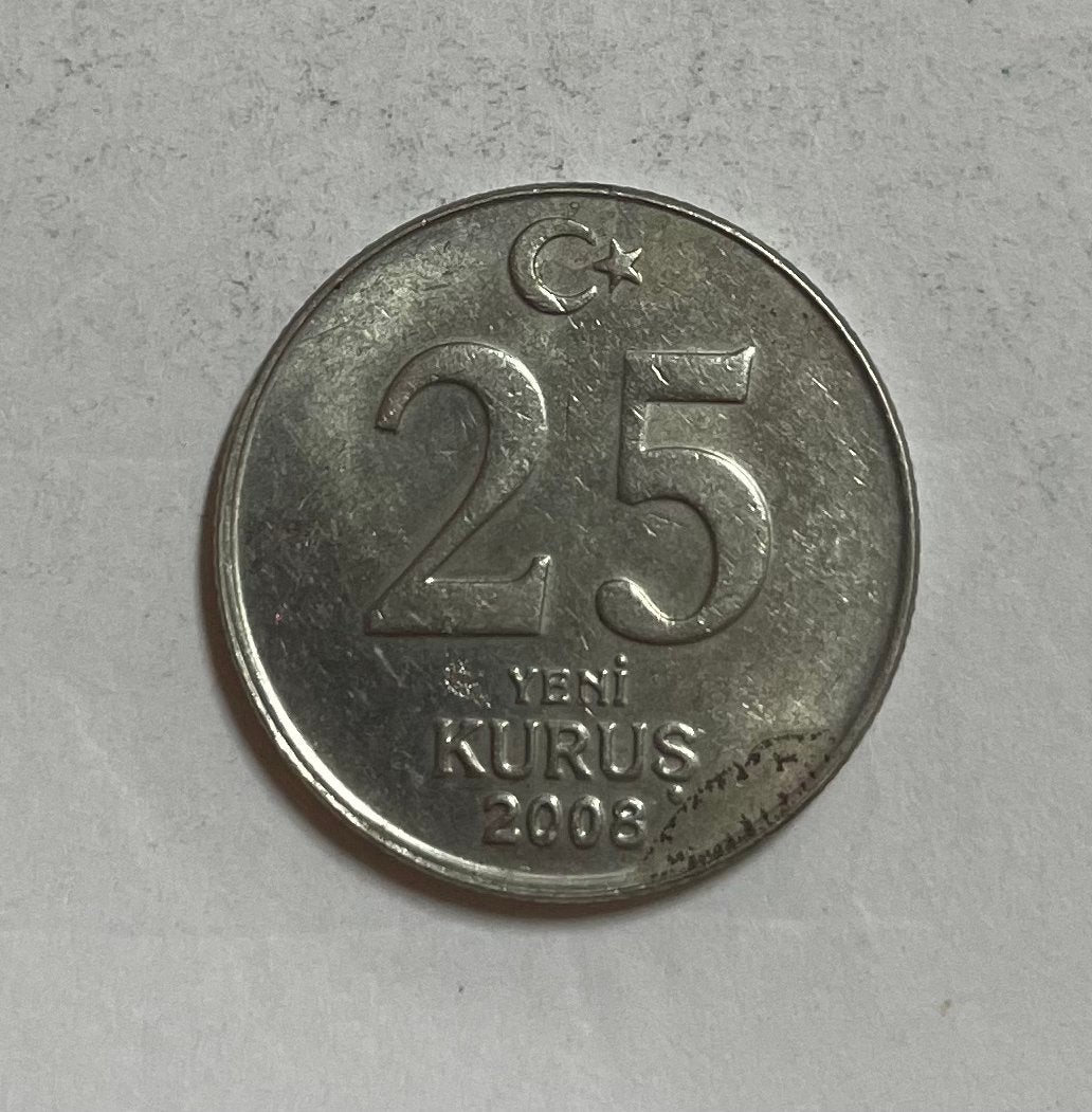 25 kurus Turkije 2008, Ophalen of Verzenden, Overige landen