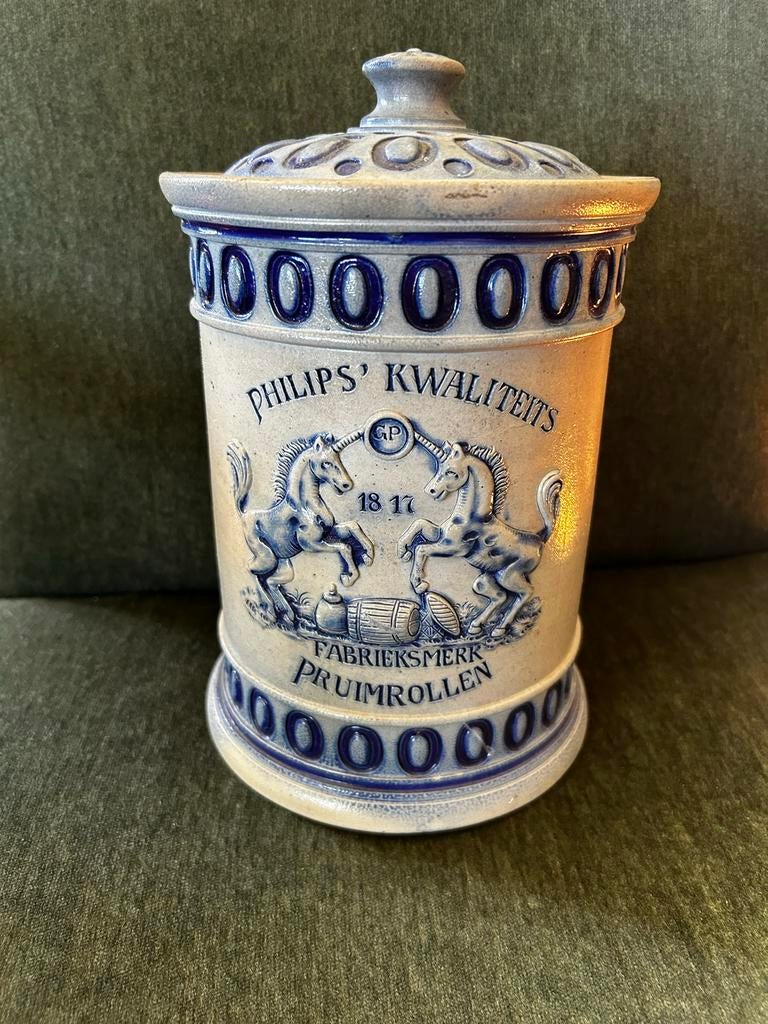 Antieke Philips' Kwaliteits Fabrieksmerk Pruimrollen Pot, Antiek en Kunst, Ophalen