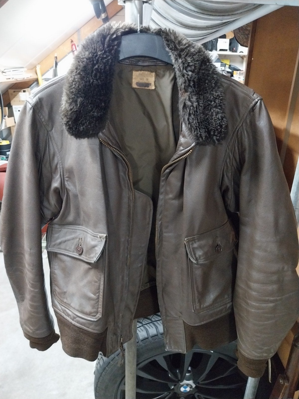 Vintage Leren Vliegersjack G-1 (US flight jacket), Ophalen of Verzenden, Gedragen