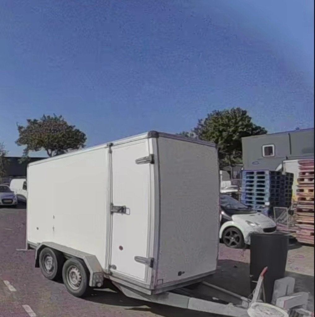 Gesloten aanhanger met hoveniers ,rails met planken indeling, Ophalen, Gebruikt