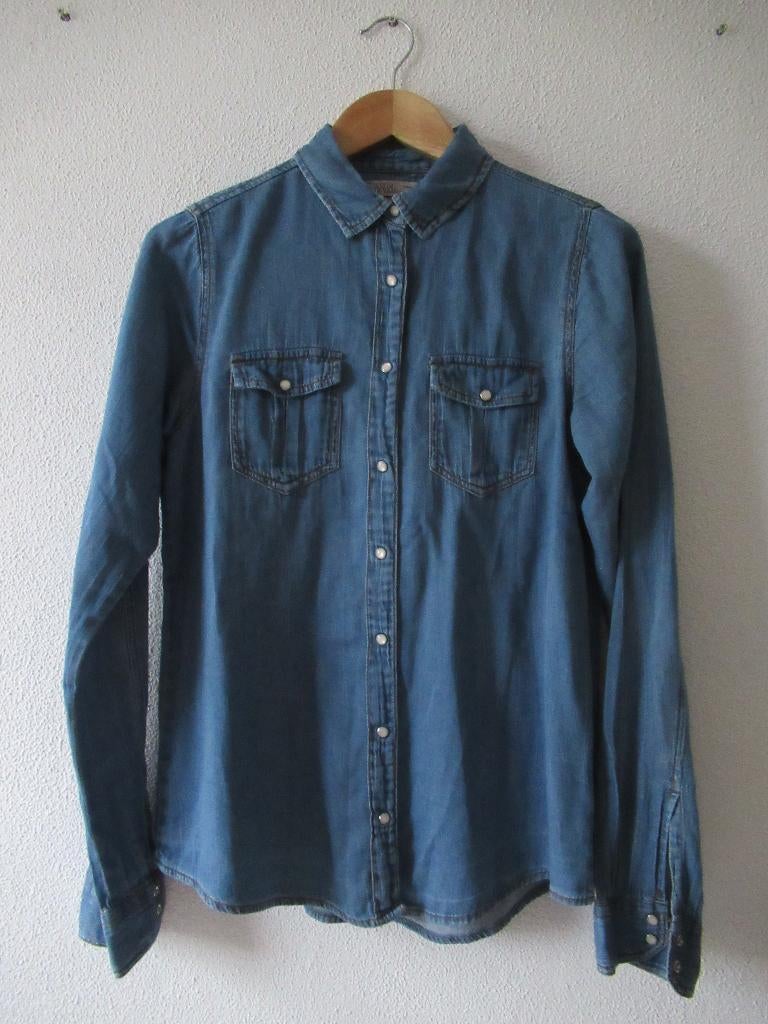 PULL & BEAR spijker blouse, Maat 38/40 (M), Blauw, Ophalen of Verzenden, Zo goed als nieuw