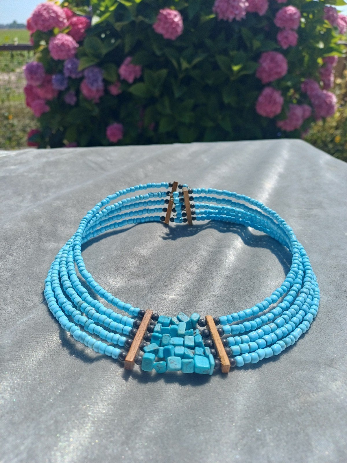 Mooie Turquoise Choker / Halsketting voor € 10, Ophalen, Zilver, Overige materialen