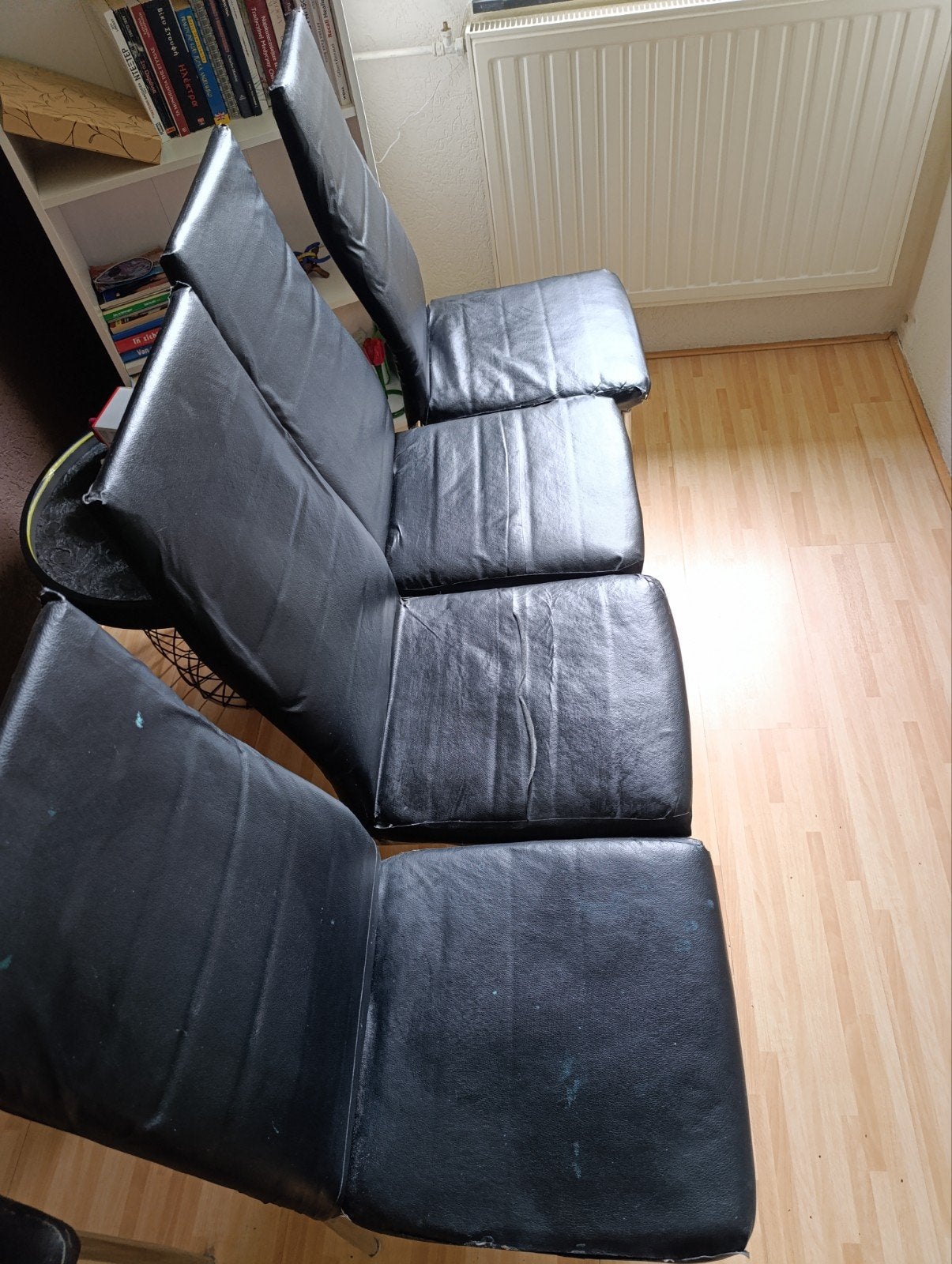 4  leer stoelen (leather chairs), Huis en Inrichting, Ophalen, Gebruikt, Zwart, Leer
