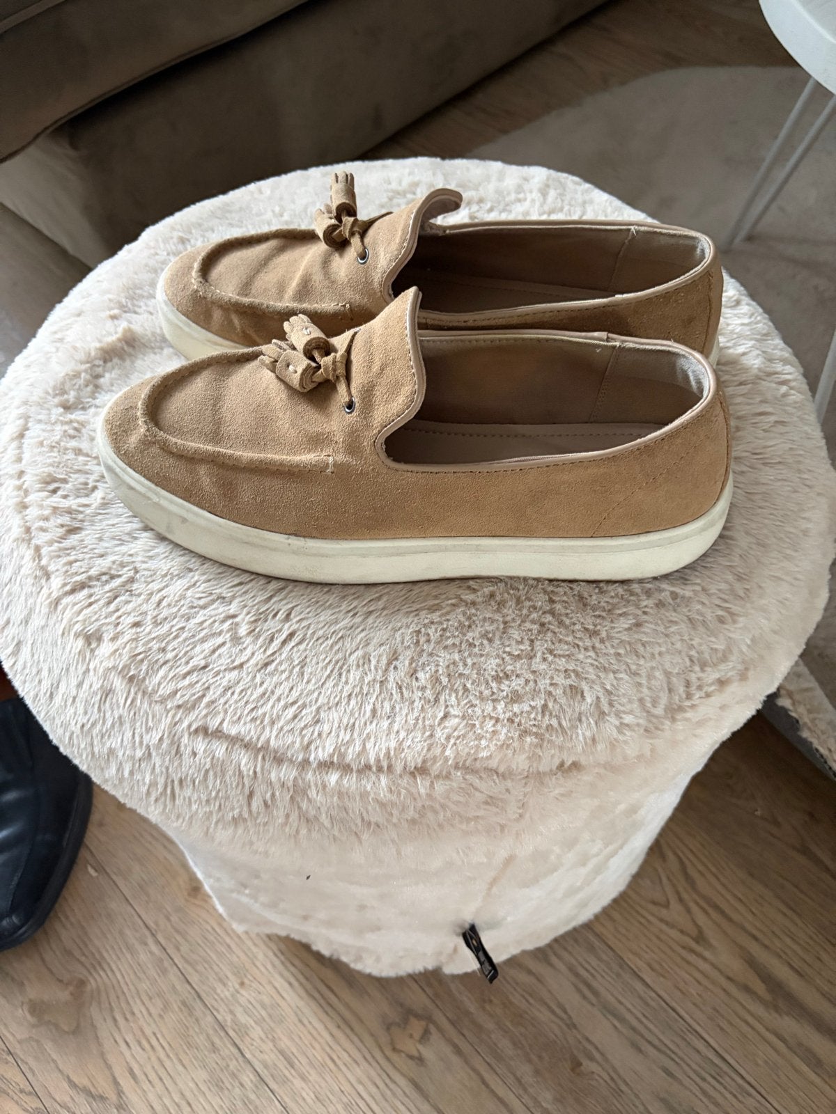 Bruine suède loafers met kwastjes maat 44/45, Loafers, Bruin, Ophalen of Verzenden, Zo goed als nieuw