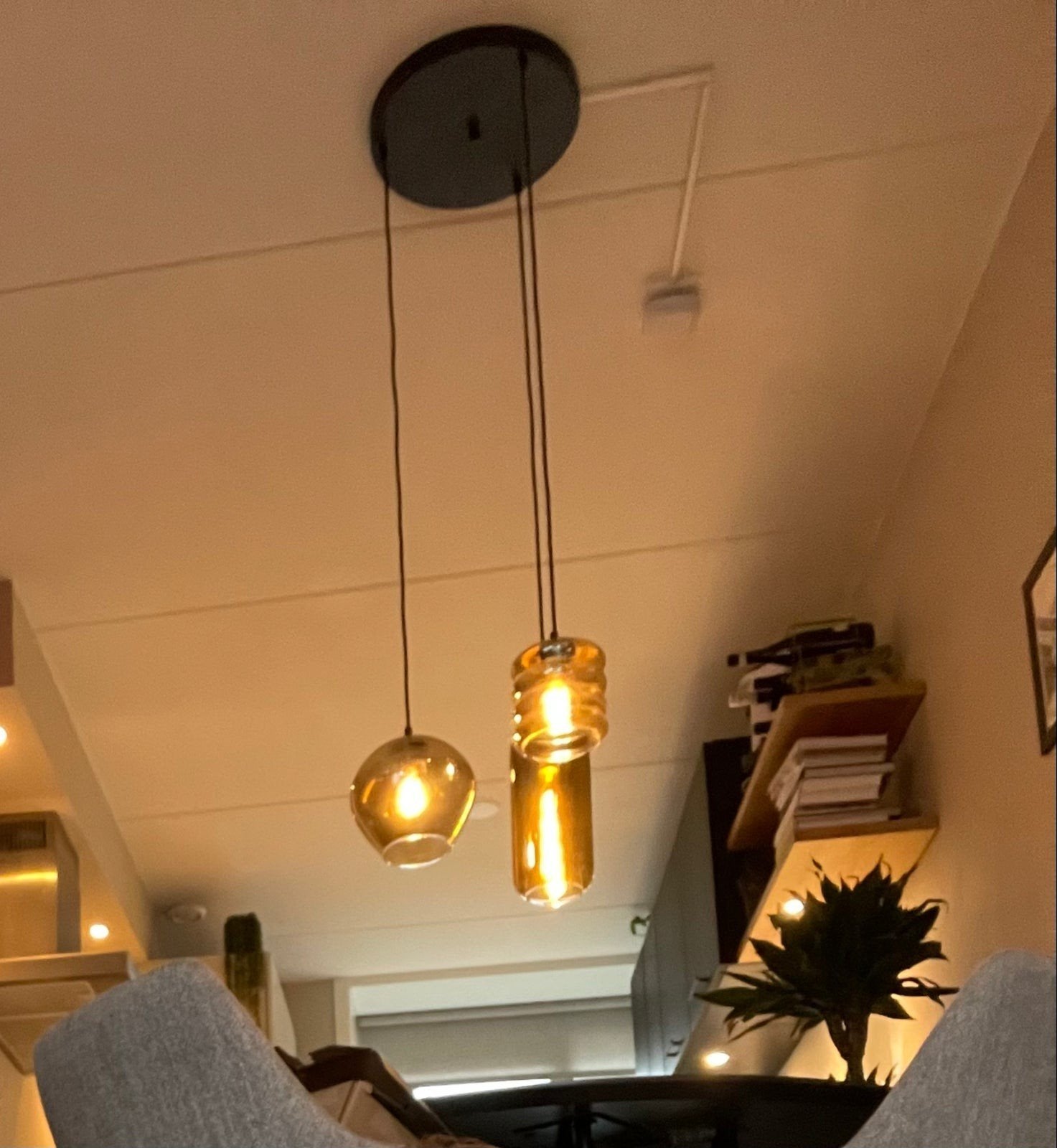 Masterlight Quinto plafondlamp met 3 lichtbronnen(dimbaar), Ophalen, Industrieel landelijk, E27 (groot), Glas