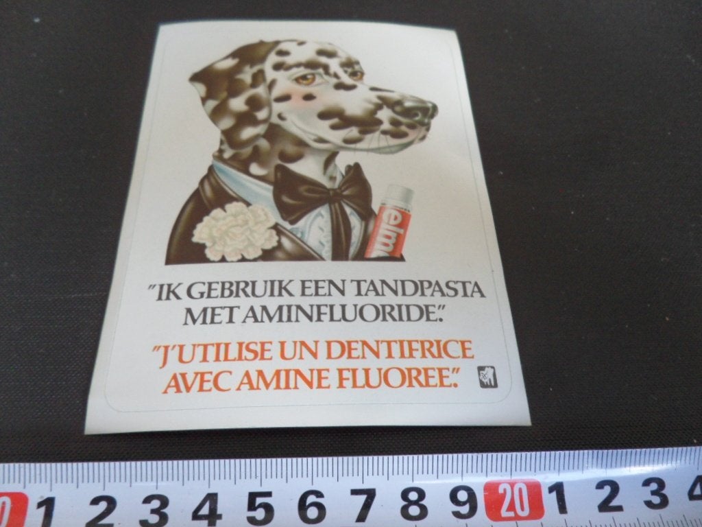 sticker ELMEX Ik gebruik een tandpasta met aminfluoride, Verzamelen, Ophalen, Zo goed als nieuw