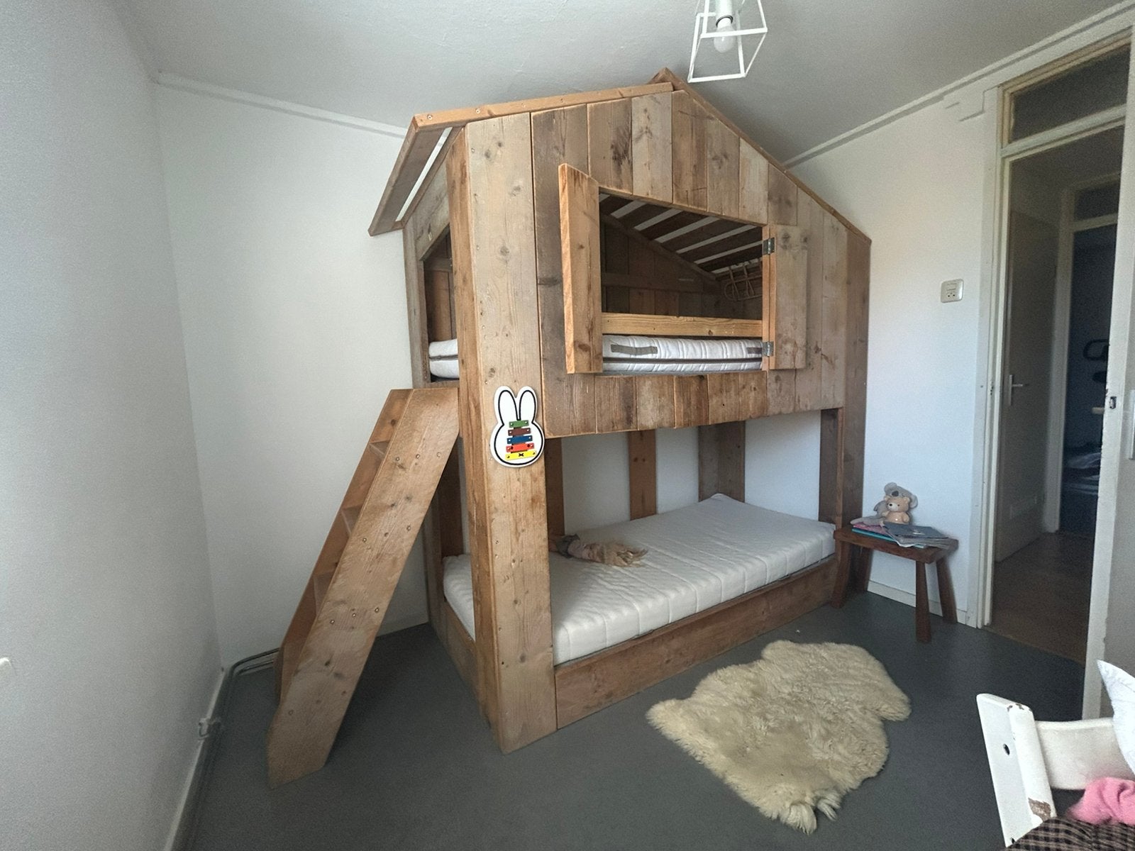 Boomhutbed | Stapelbed | Steigerhout incl 2 matrassen, Kinderen en Baby's, Kinderkamer | Stapelbedden en Hoogslapers, Ophalen