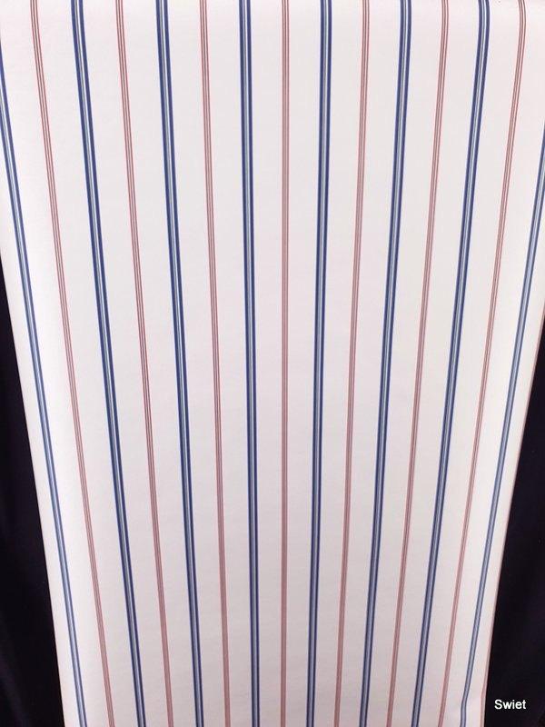 11716 80s streepjes behang wit blauw rood Mayfair swiet, Huis en Inrichting, Stoffering | Behang, Verzenden, Minder dan 10 m²