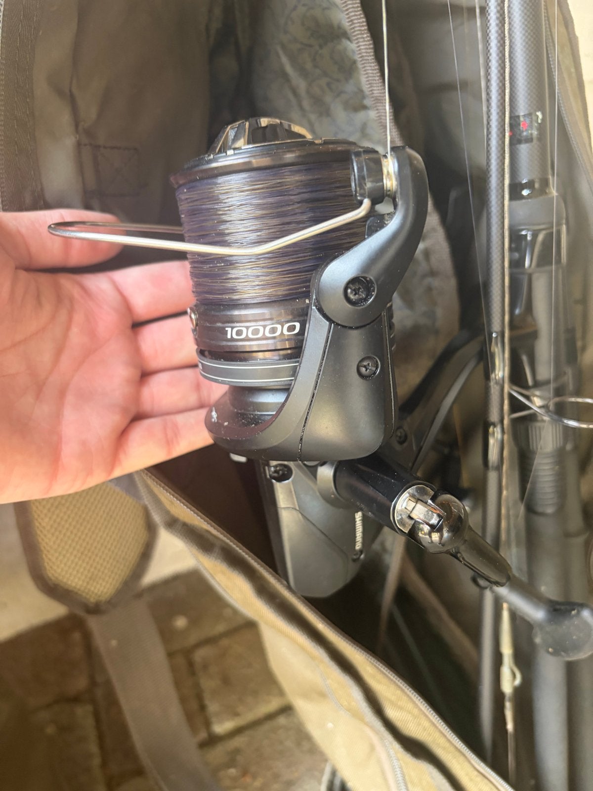 Shimano 10000 Molen met Nash Dwarf Hengels, Ophalen of Verzenden, Gebruikt, Complete hengel
