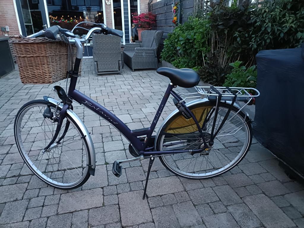Batavus Bologna Damesfiets - Paars, Lage Instap, Ophalen, Velgrem, Batavus, 53 tot 56 cm