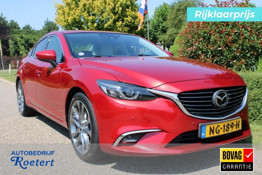 Mazda 6 2.5 SK.AC-G 192 GT-M Automaat 192pk. ECC/Navi/Cruise, Auto's, Mazda, 1325 kg, Gebruikt, Met garantie (alle), Leder