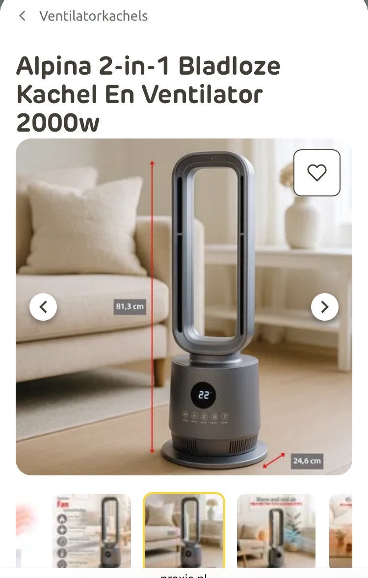 Alpina bladloze verwarming, Ophalen, Radiator, Nieuw, Minder dan 60 cm