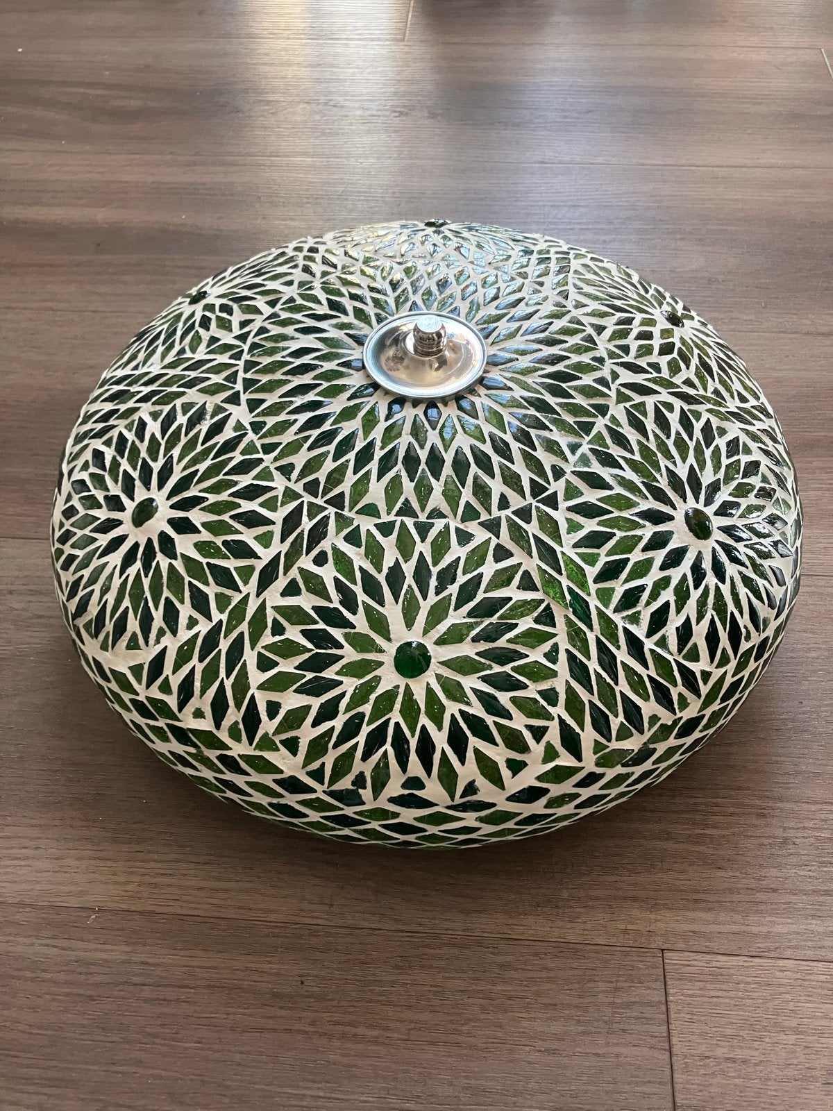 Mooie plafondlamp met groen mozaïek design, Ophalen, Gebruikt, Overige fittingen, Glas