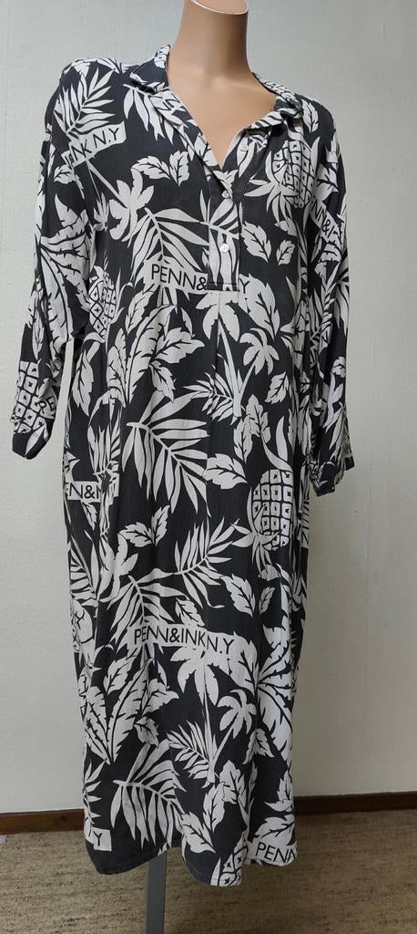 Penn&ink jurk xl zwart wit palm Hawaii dress, Overige kleuren, Maat 46/48 (XL) of groter, Ophalen of Verzenden, Zo goed als nieuw