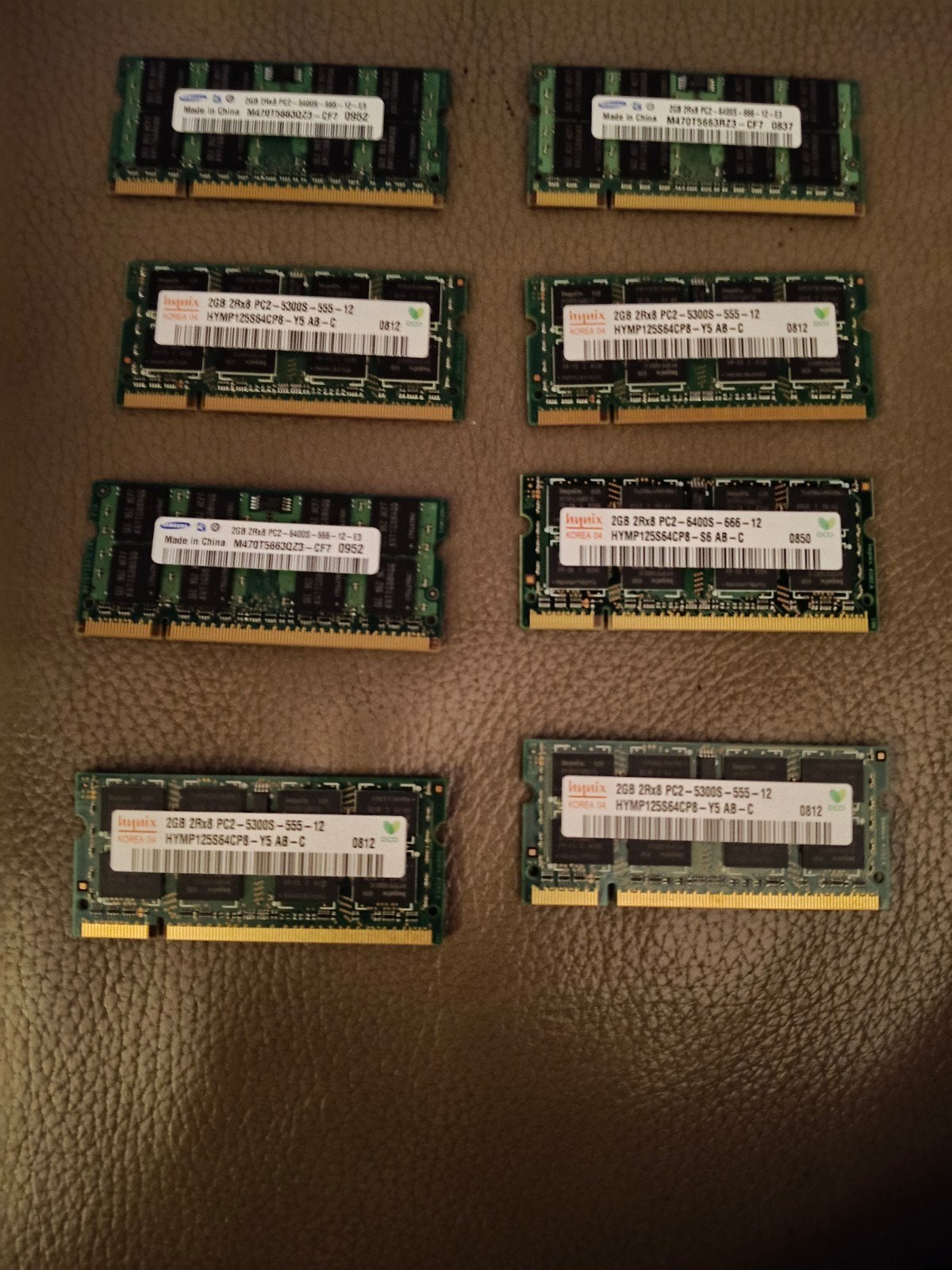 8x 2GB PC2-5300S/6400s SODIMM RAM voor Laptop, Computers en Software, Gebruikt, Ophalen of Verzenden, DDR2, 2 GB